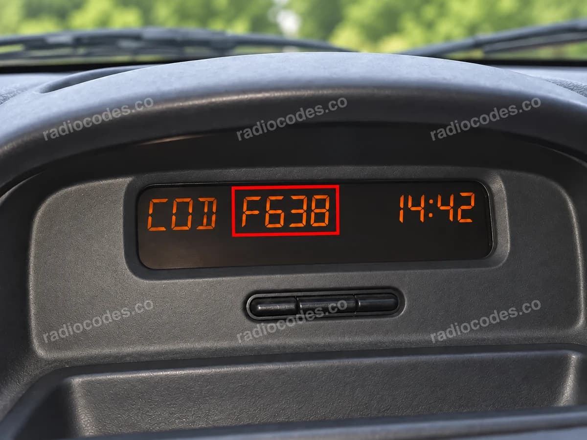 Renault dashboard display with precode F638 highlighted